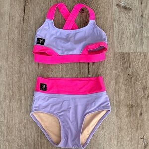 Pink and Purple Two-Piece Athletic Set